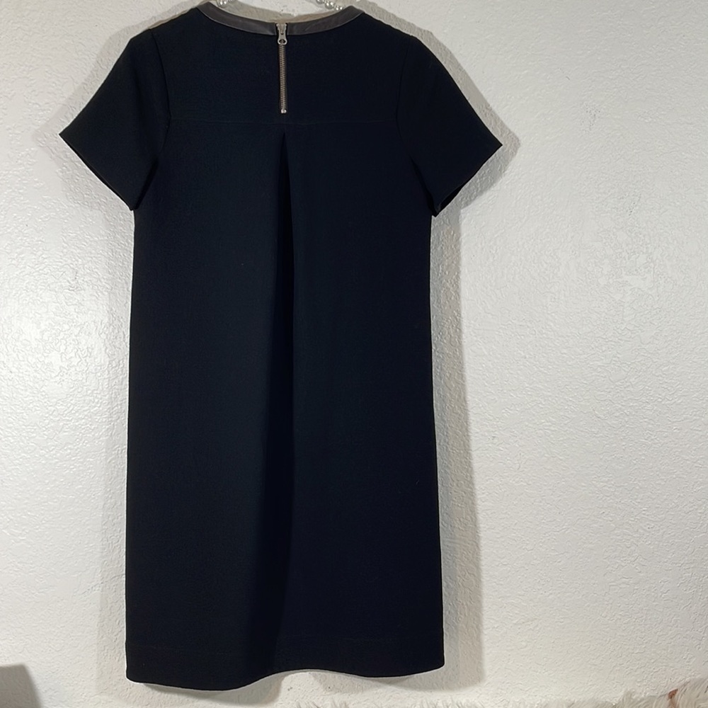 MADEWELL Black Leather Trim Neckline Tee Dress Short Sleeve With Pockets Size XS - Picture 6 of 12